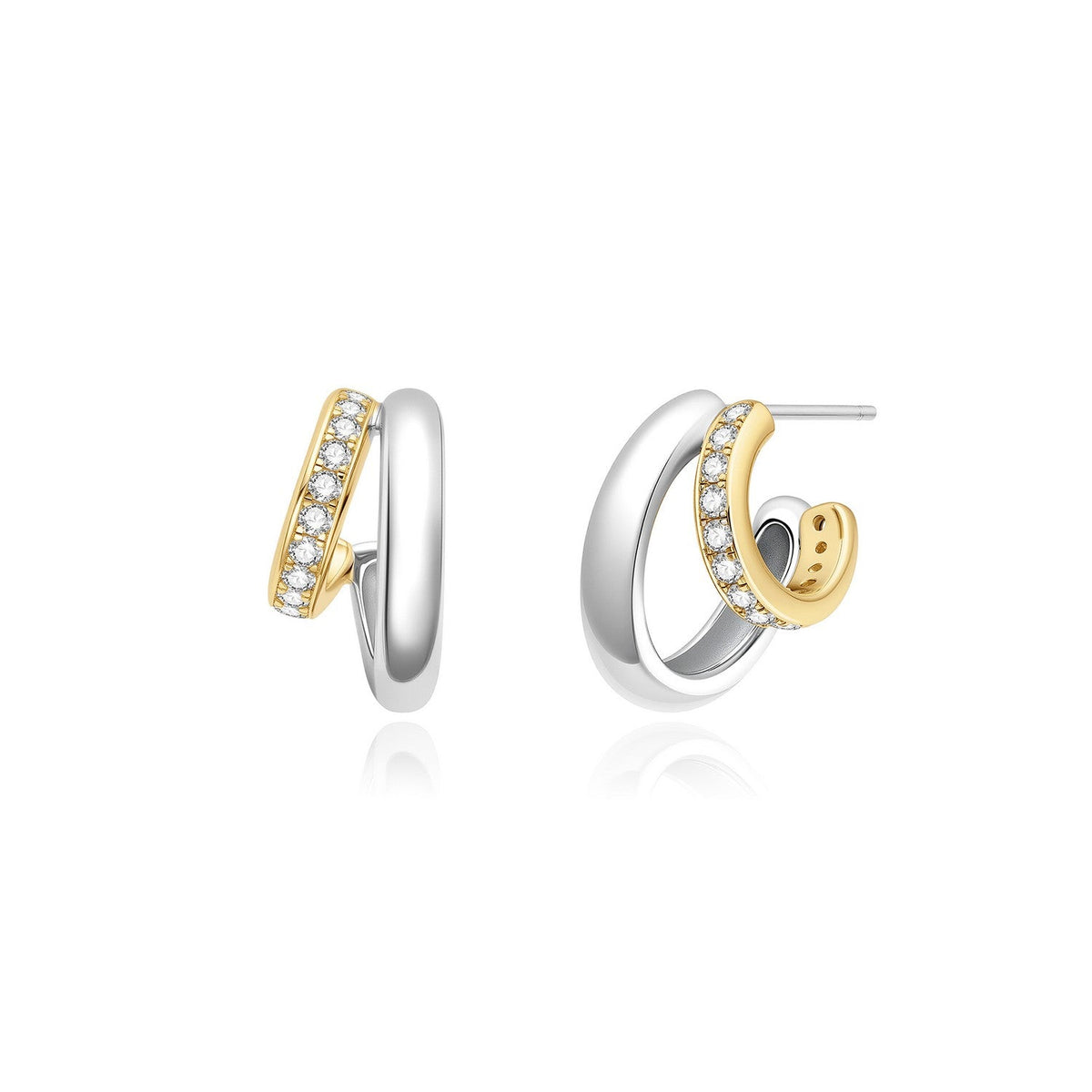 Ania Haie Two-Tone Sparkling Stud Hoop Earrings E072-05T