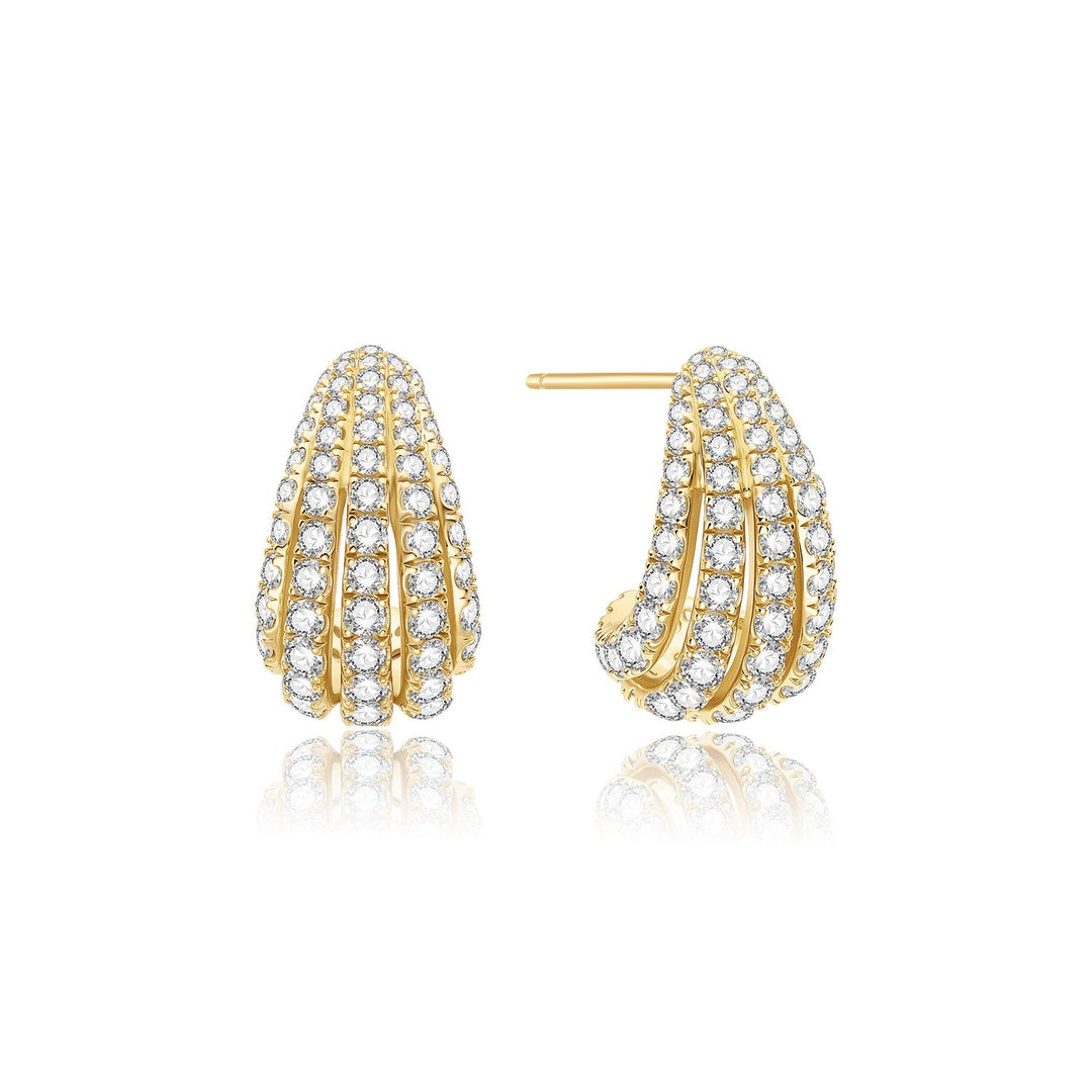 Ania Haie Gold Pavé Shrimp Stud Hoop Earrings E072-08G