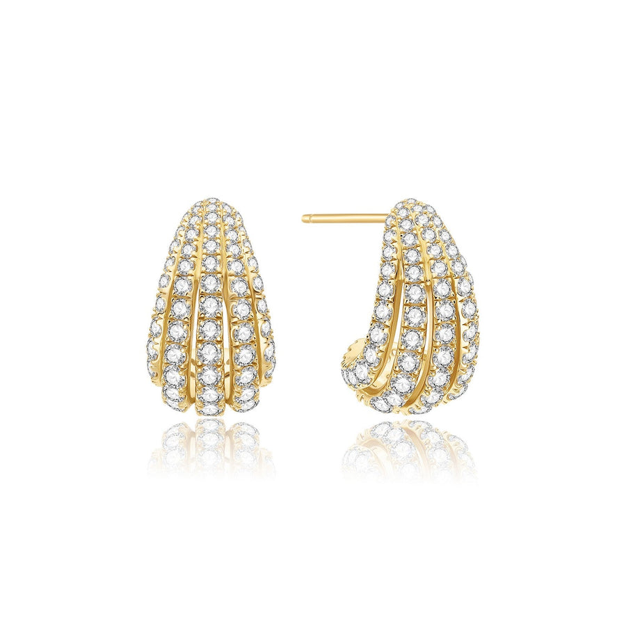 Ania Haie Gold Pavé Shrimp Stud Hoop Earrings E072-08G