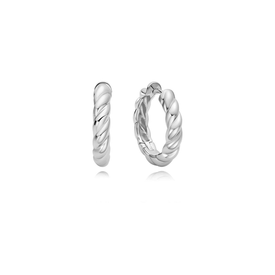Ania Haie Silver Twisted Huggie Hoop Earrings E072-09H