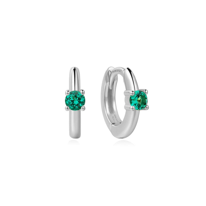 Ania Haie Silver Green Huggie Hoop Earrings E073-02H