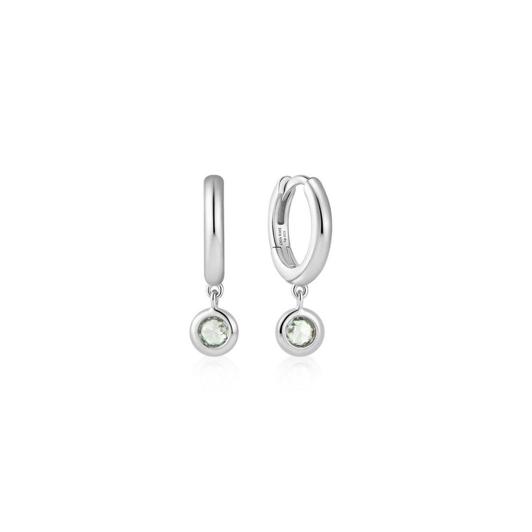 Ania Haie Silver Dangling Mint Green Huggie Hoop Earrings E073-04H