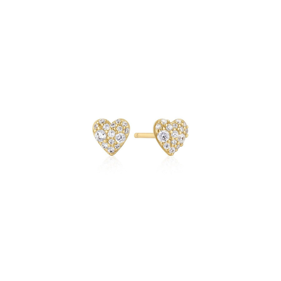 Ania Haie Gold Pavé Heart Stud Earrings E074-01G