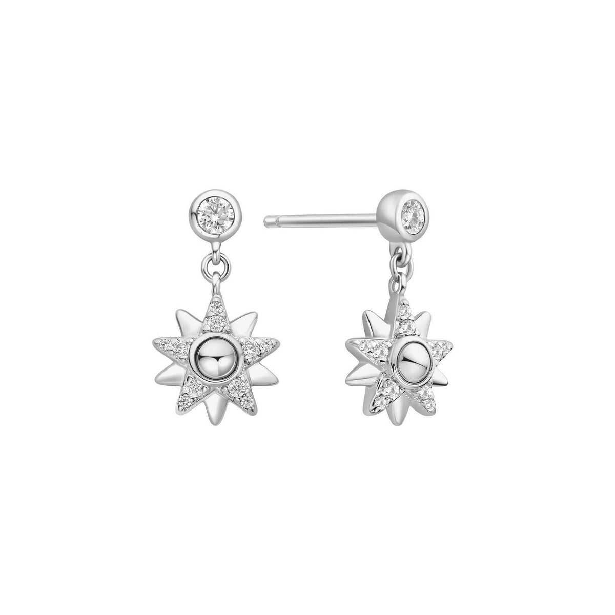 Ania Haie Silver Sunburst Dangle Stud Earrings E074-02H