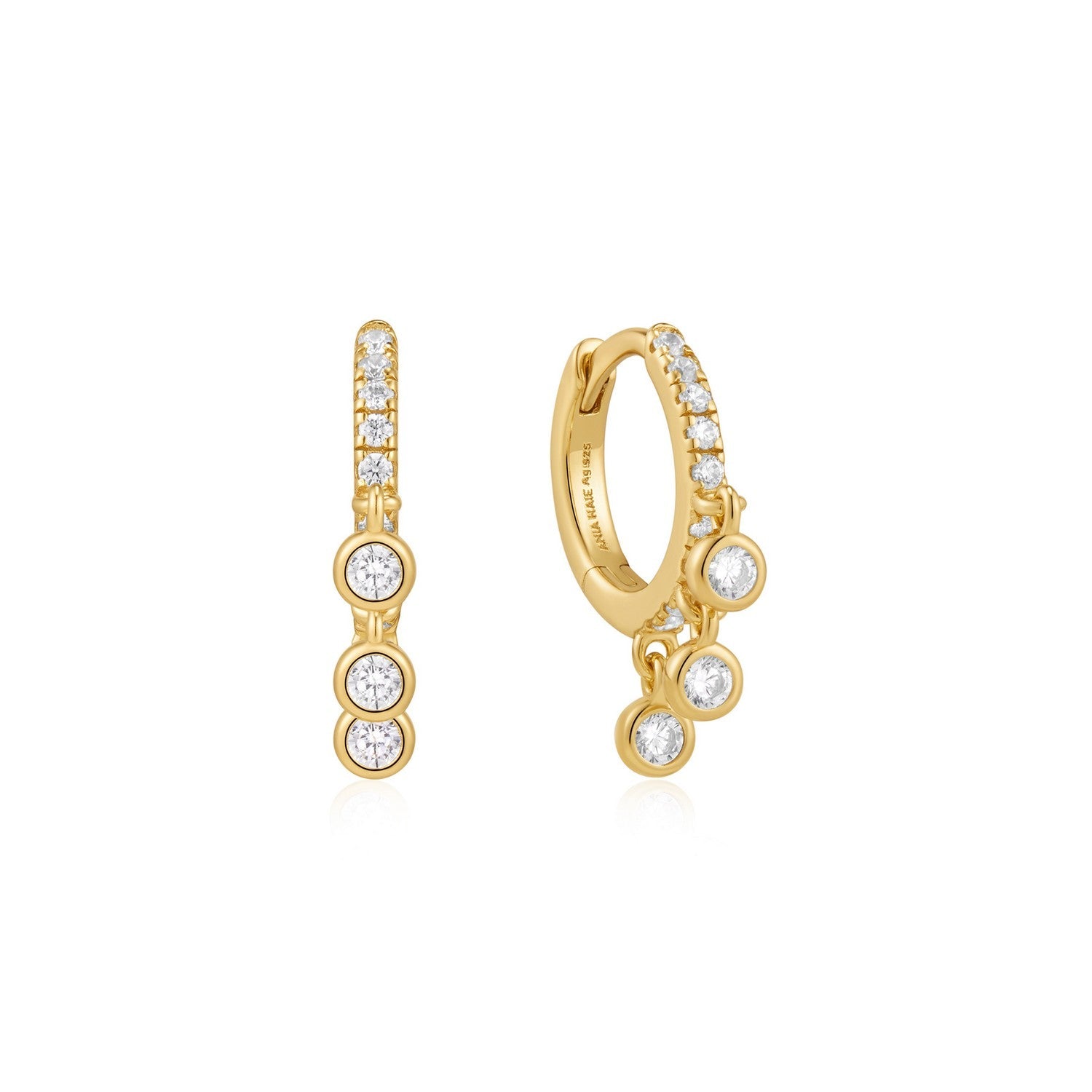 Ania Haie Gold Trio-Drop Huggie Hoop Earrings E074-04G