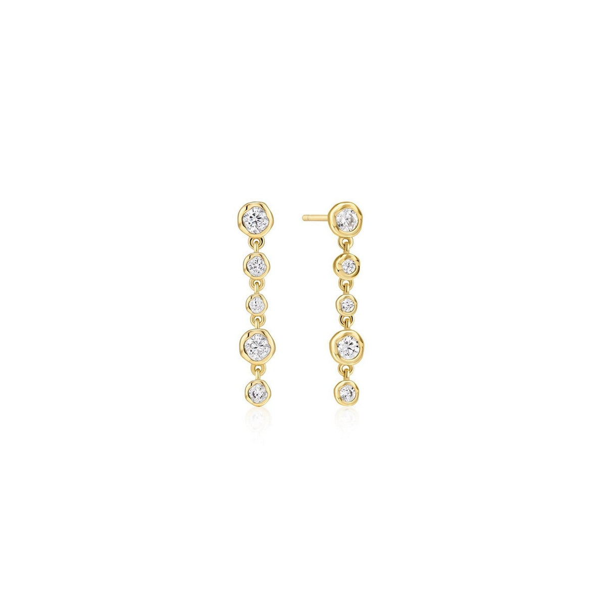 Ania Haie Gold Molten Cascade Bezel-Set Drop Stud Earrings E074-06G