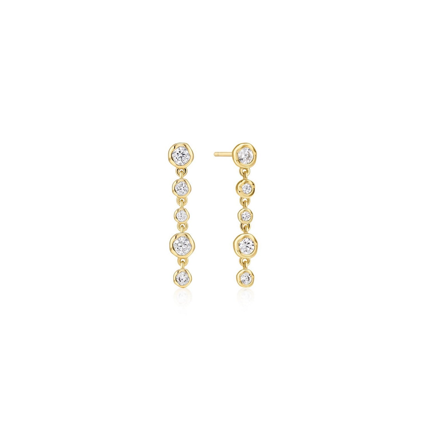 Ania Haie Gold Molten Cascade Bezel-Set Drop Stud Earrings E074-06G