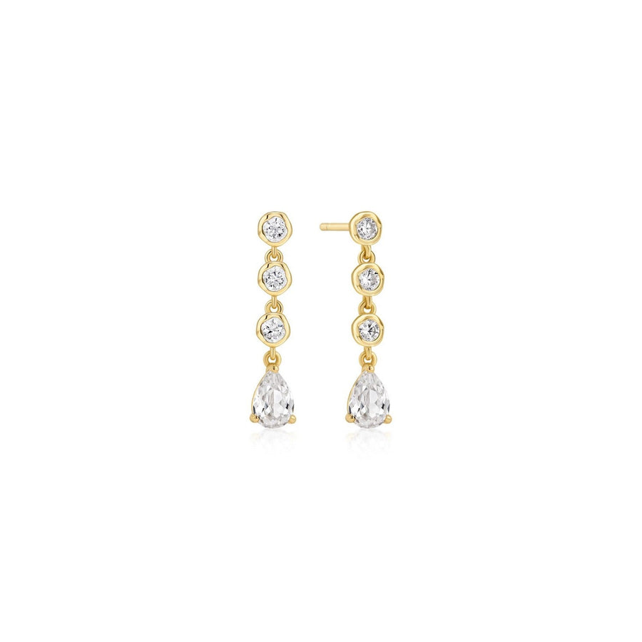 Ania Haie Gold Molten Cascade Bezel-Set Teardrop Stud Earrings E074-07G
