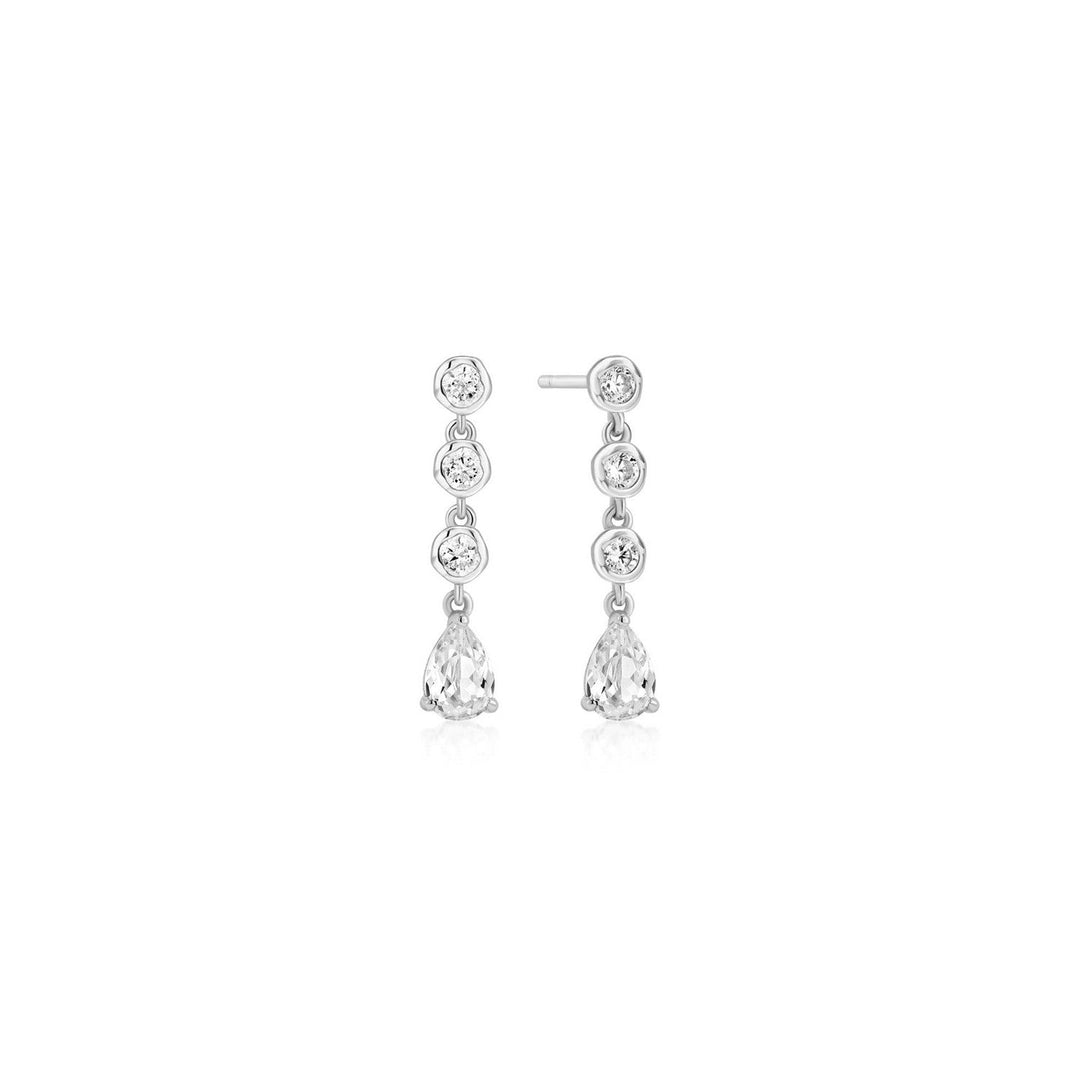 Ania Haie Silver Molten Cascade Bezel-Set Teardrop Stud Earrings E074-07H