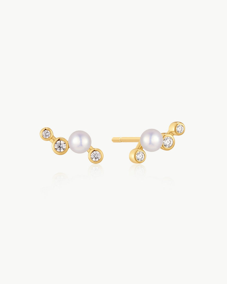 Ania Haie Gold Zig-Zag Shell Pearl Stud Earrings E074-11G