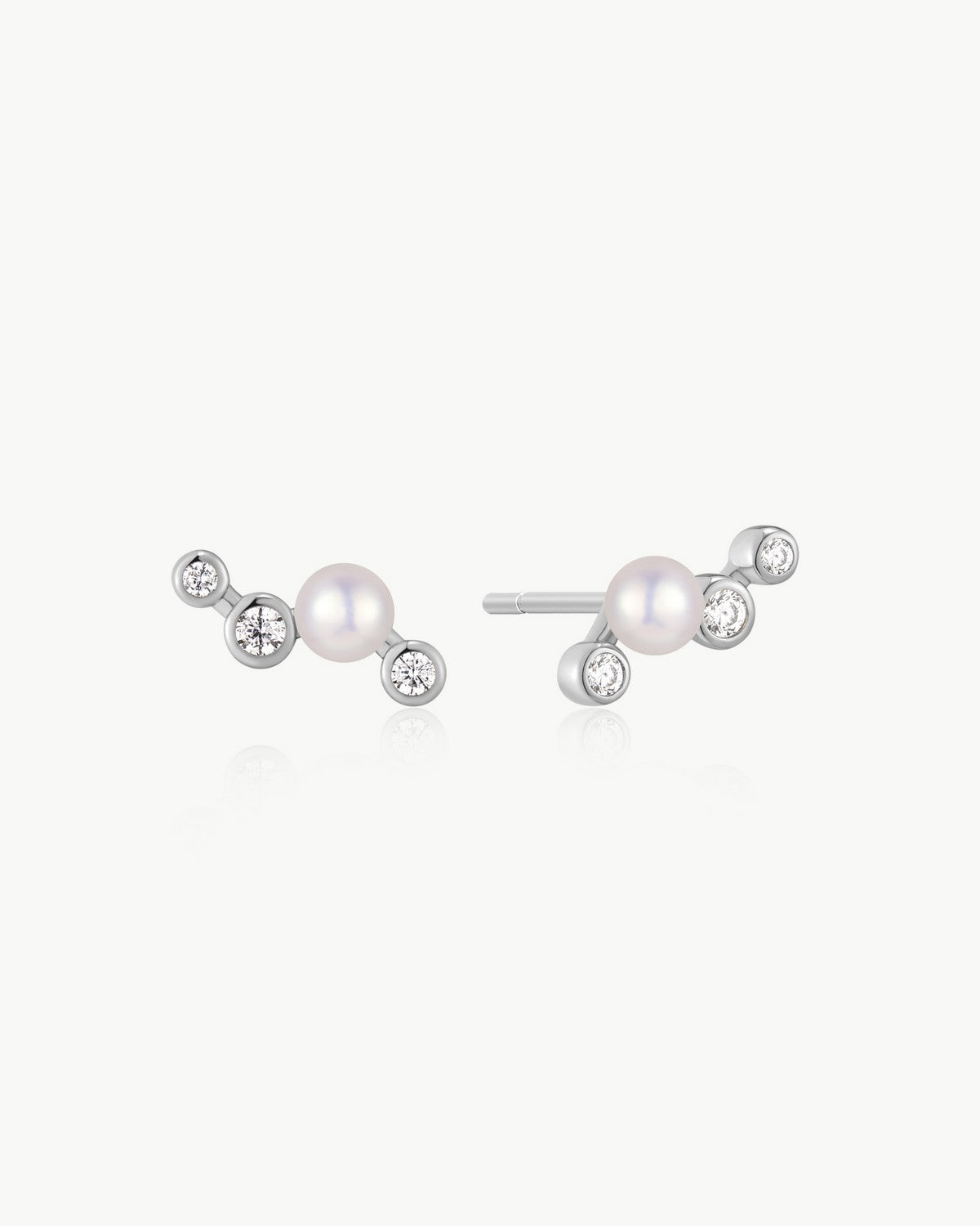 Ania Haie Silver Zig-Zag Shell Pearl Stud Earrings E074-11H