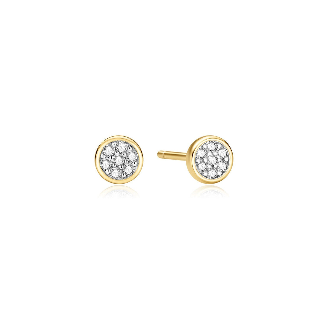 Ania Haie Gold Small Pavé Disc Stud Earrings E075-02G