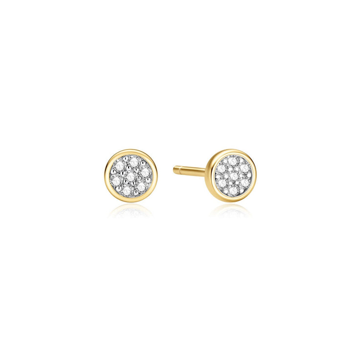 Ania Haie Gold Small Pavé Disc Stud Earrings E075-02G