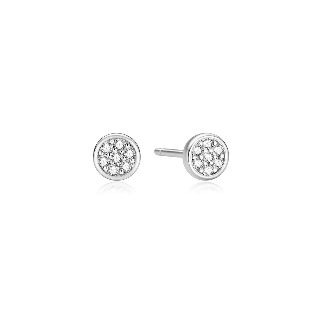 Ania Haie Silver Small Pavé Disc Stud Earrings E075-02H
