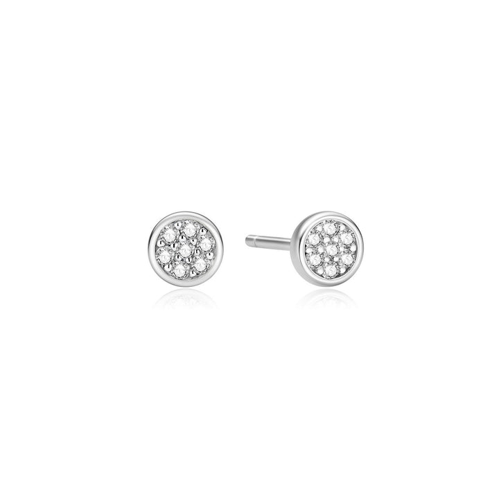 Ania Haie Silver Small Pavé Disc Stud Earrings E075-02H