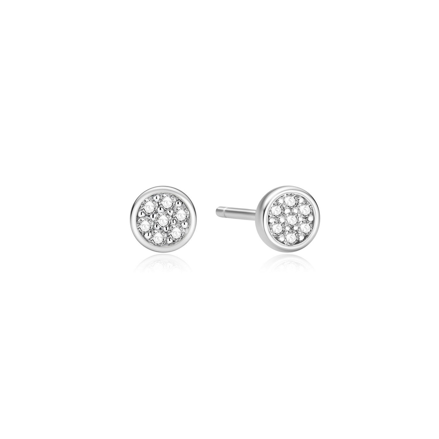 Ania Haie Silver Small Pavé Disc Stud Earrings E075-02H