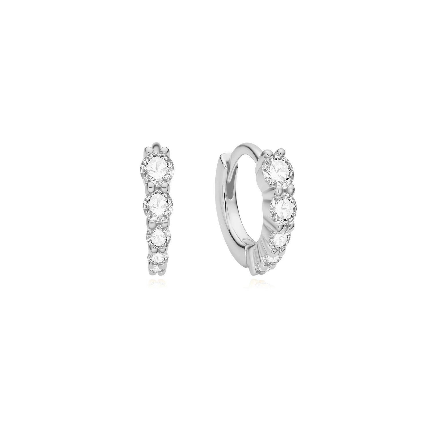 Ania Haie Silver Graduated Sparkle Huggie Hoop Earrings E075-03H