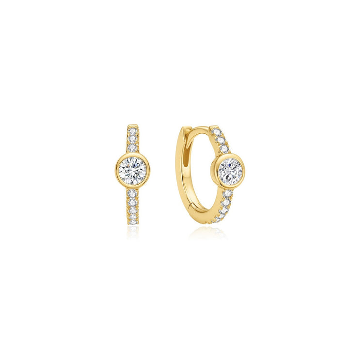 Ania Haie Gold Pavé Row & Bezel-Set Huggie Hoop Earrings E075-08G