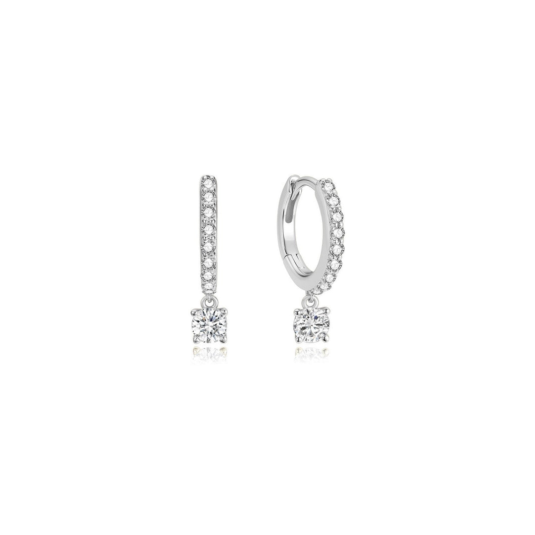 Ania Haie Silver Dangling Sparkle Huggie Hoop Earrings E075-09H