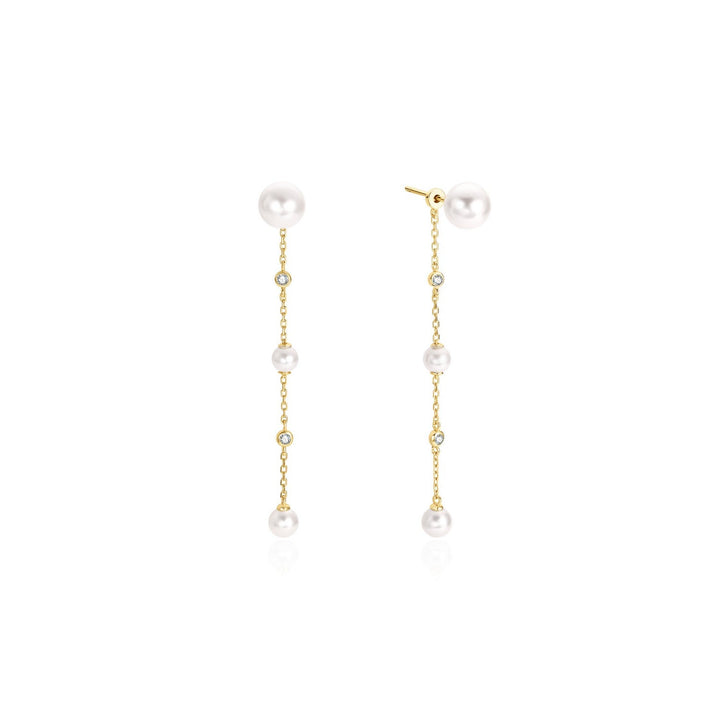 Ania Haie Gold Cascade Shell Pearl Station Drop Stud Earrings E075-11G