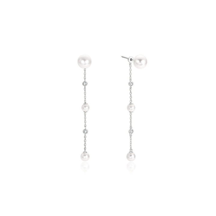 Ania Haie Silver Cascade Shell Pearl Station Drop Stud Earrings E075-11H