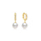 Ania Haie Gold Shell Pearl Dangling Twisted Huggie Hoop Earrings E075-14G