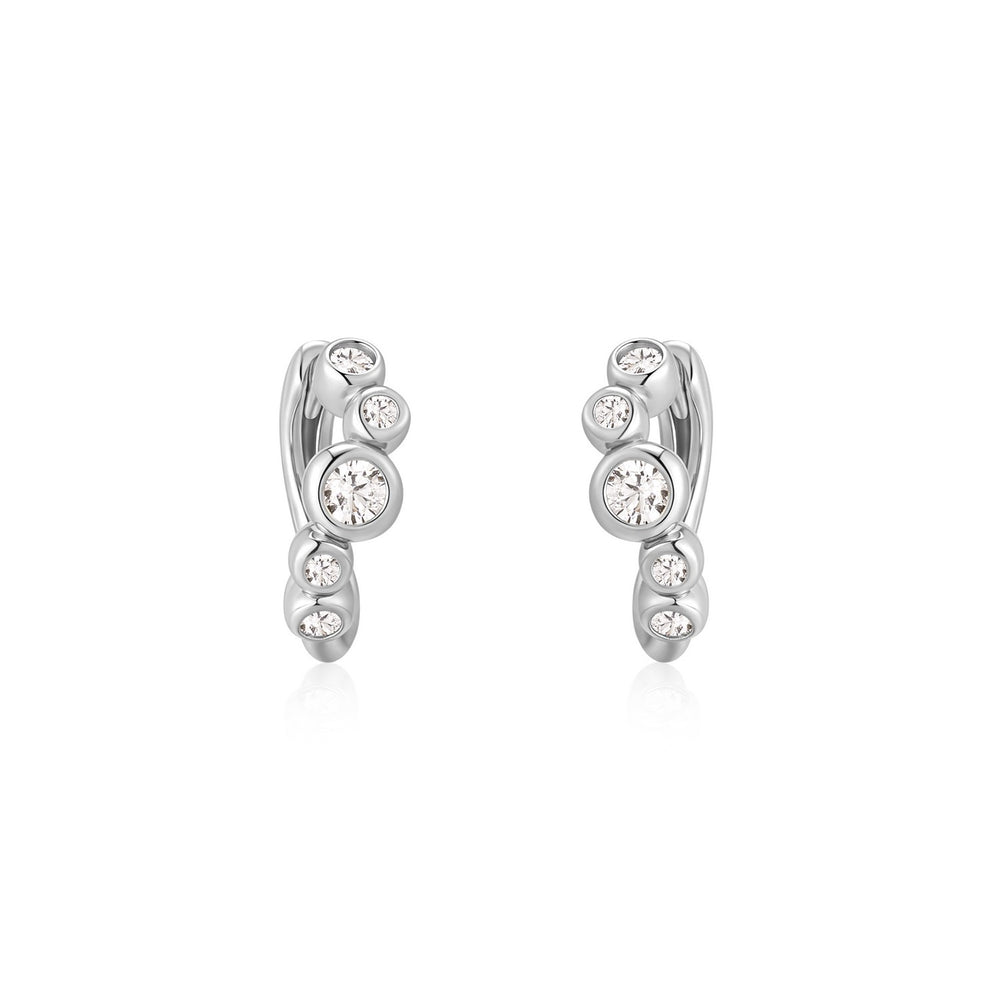 Ania Haie Silver Small Sparkling Tide Huggie Hoop Earrings E075-17H