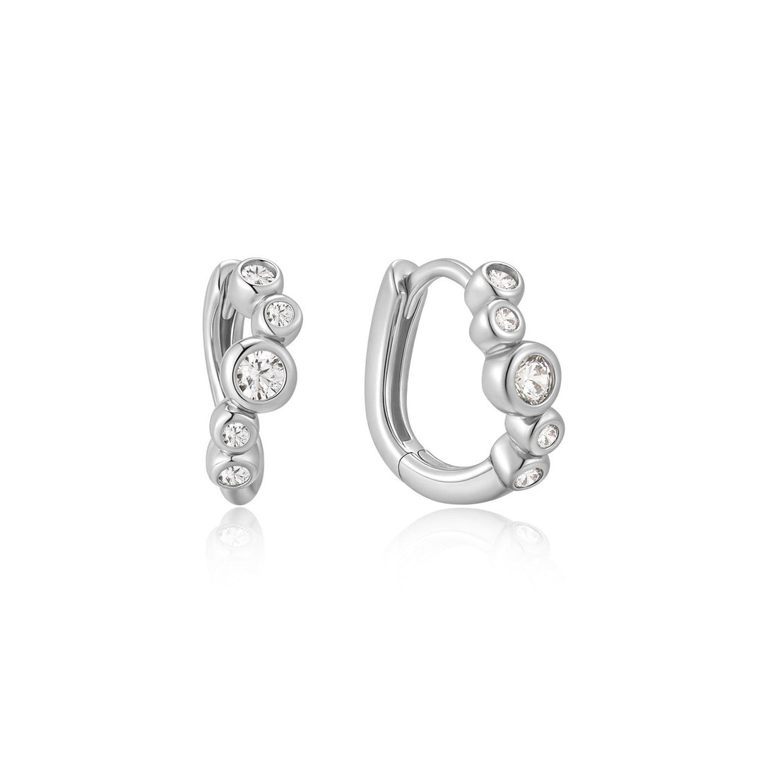 Ania Haie Silver Small Sparkling Tide Huggie Hoop Earrings E075-17H