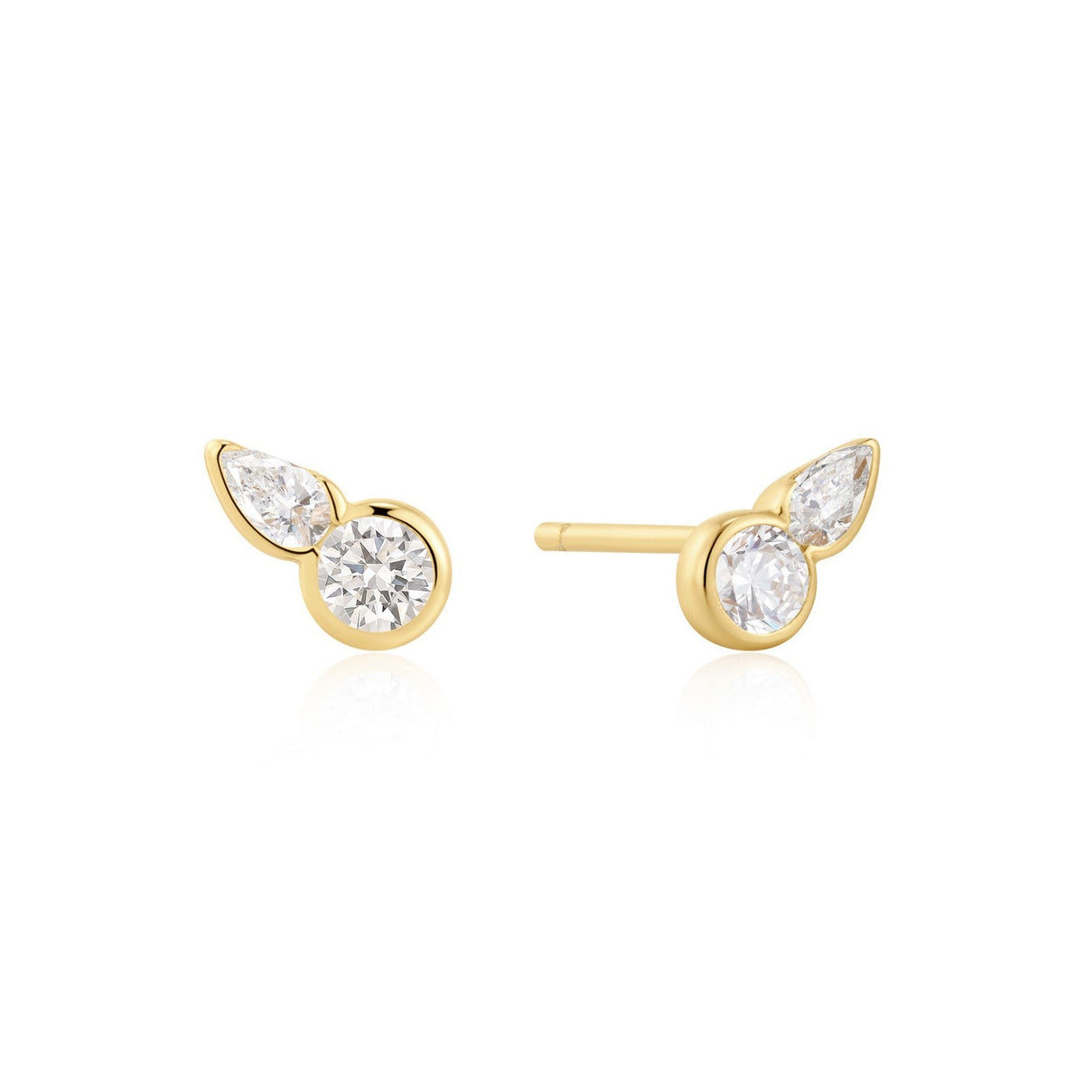 Ania Haie Wanderer Gold Bezel Round & Teardrop Stud Earrings E076-01G
