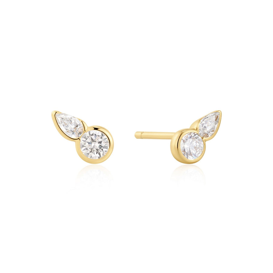 Ania Haie Wanderer Gold Bezel Round & Teardrop Stud Earrings E076-01G