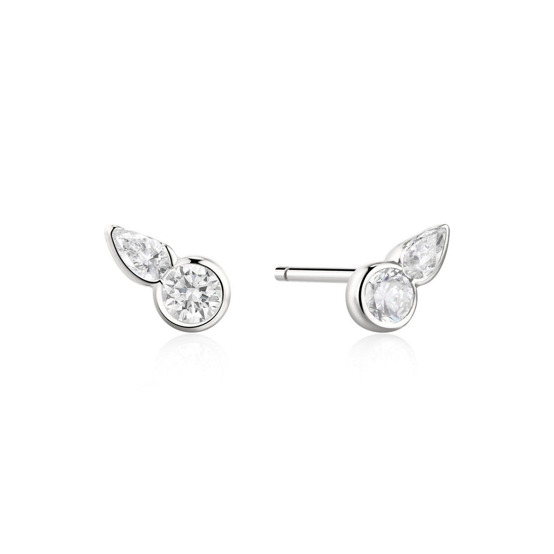 Ania Haie Wanderer Silver Bezel Round & Teardrop Stud Earrings E076-01H
