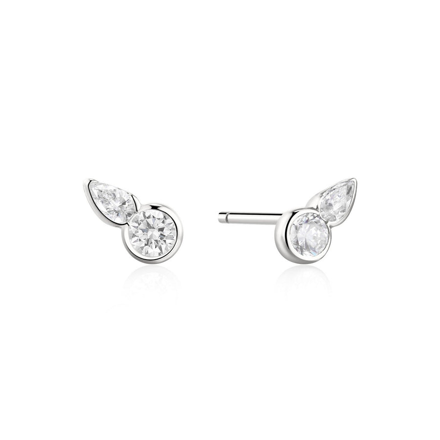 Ania Haie Wanderer Silver Bezel Round & Teardrop Stud Earrings E076-01H