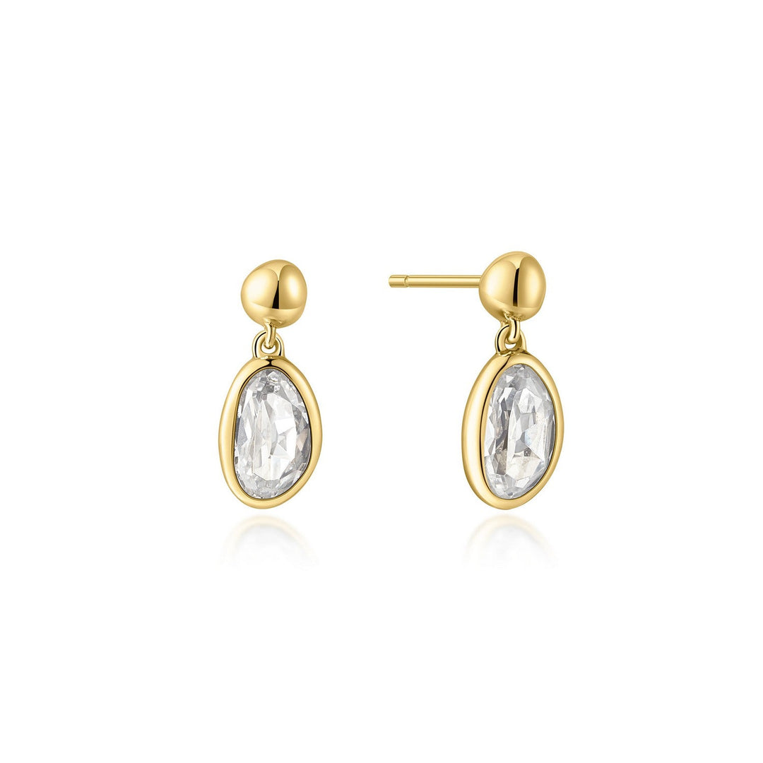 Ania Haie Wanderer Gold Bezel Organic Pebble Dangle Stud Earrings E076-06G