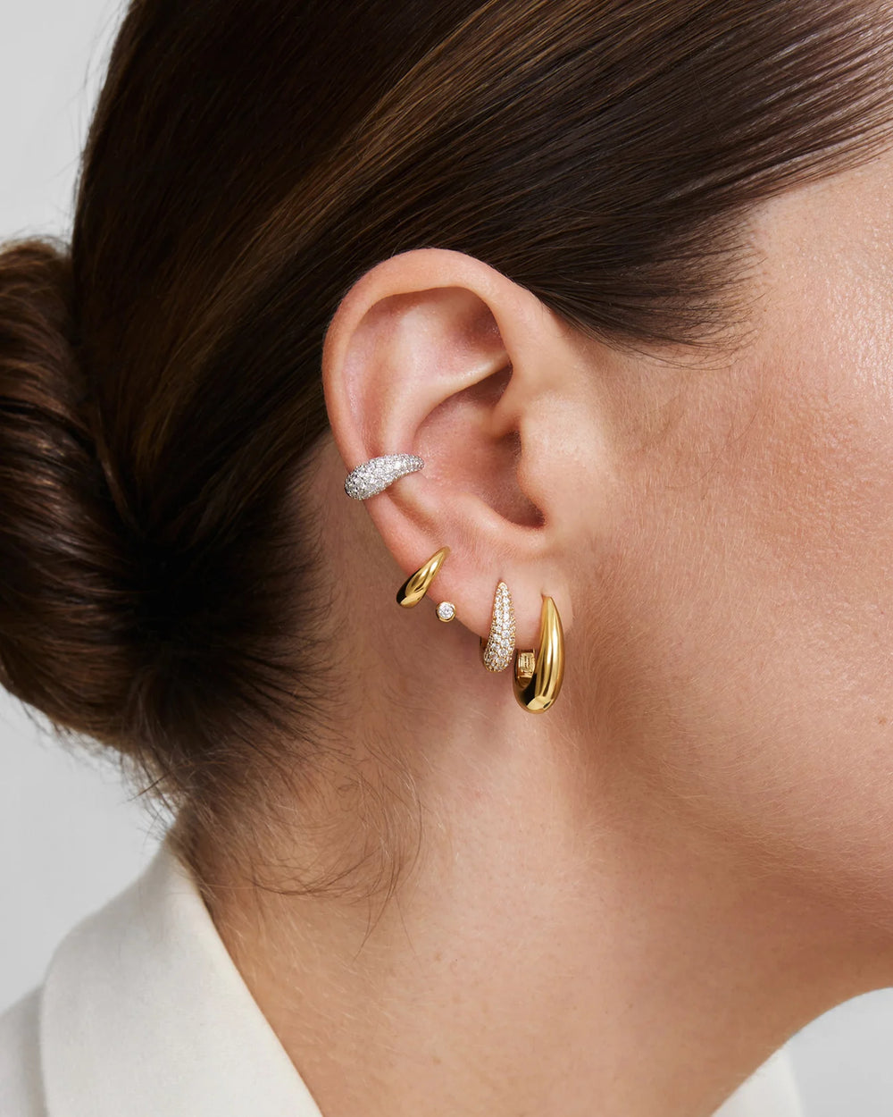 Ania Haie Fluid Light Gold Classic Dome Hoop Earrings E078-11G