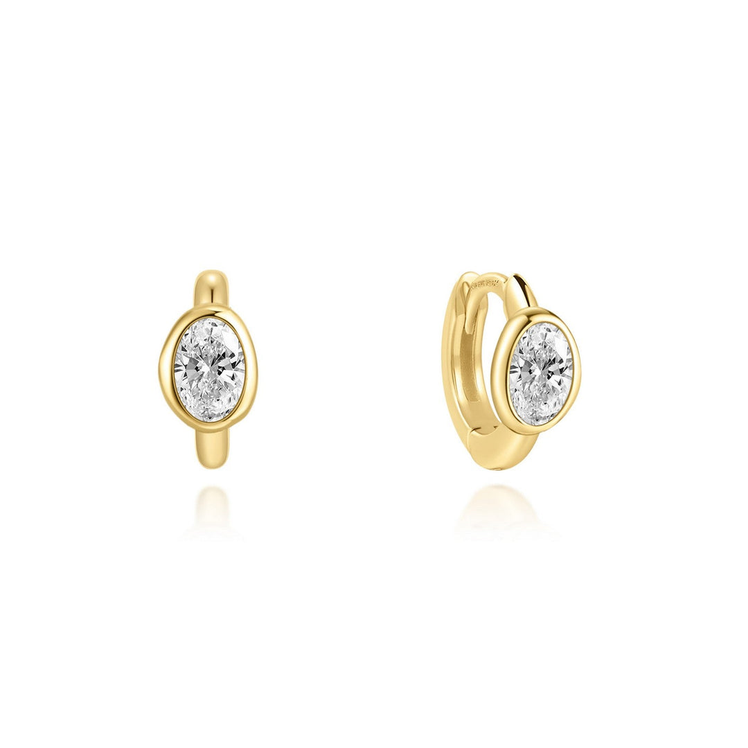 Ania Haie Wanderer Gold Bezel Organic Pebble Huggie Hoop Earrings E076-09G