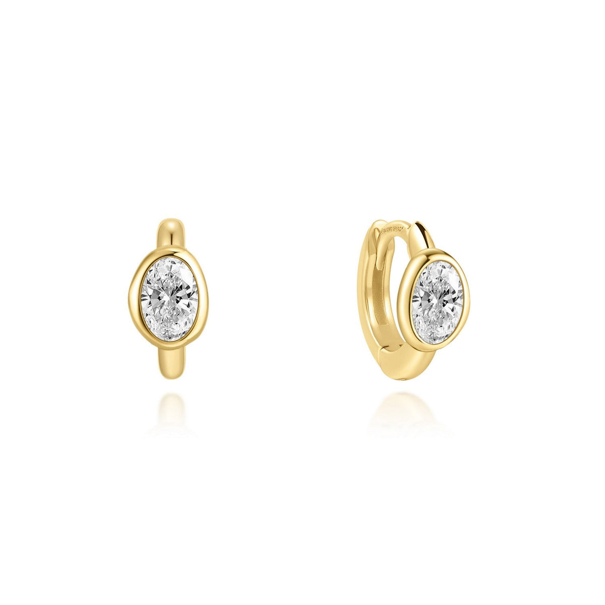 Ania Haie Wanderer Gold Bezel Organic Pebble Huggie Hoop Earrings E076-09G