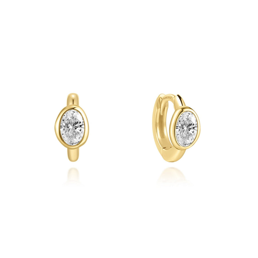 Ania Haie Wanderer Gold Bezel Organic Pebble Huggie Hoop Earrings E076-09G