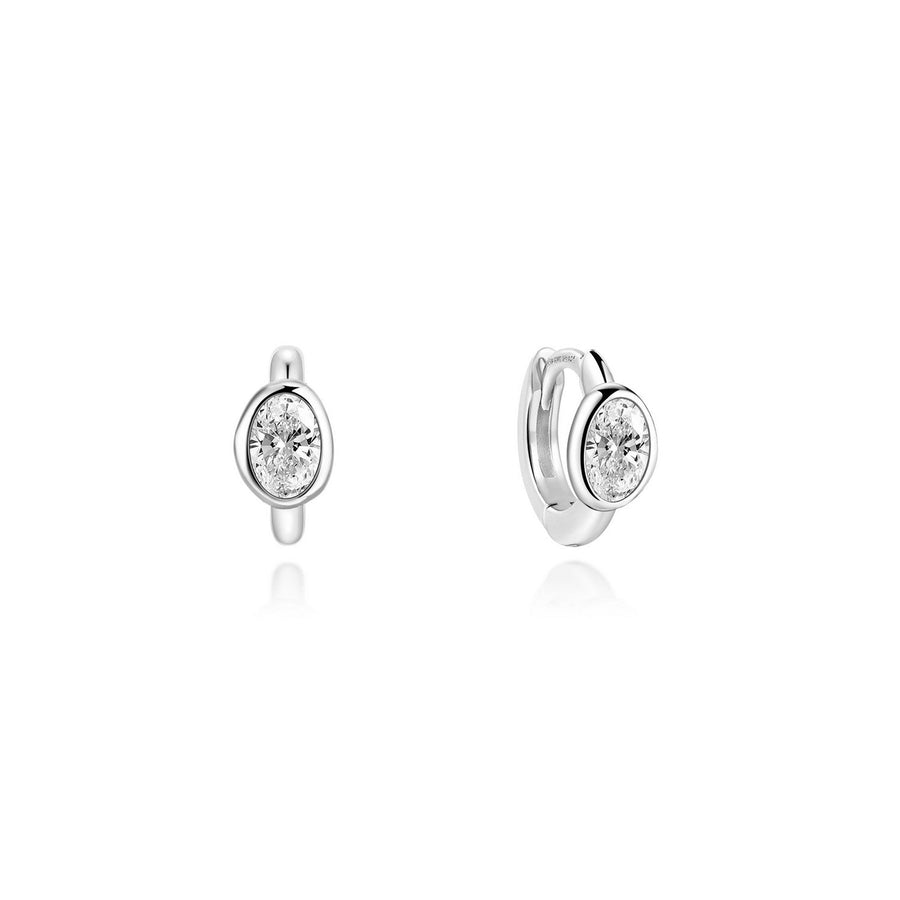 Ania Haie Wanderer Silver Bezel Organic Pebble Huggie Hoop Earrings E076-09H