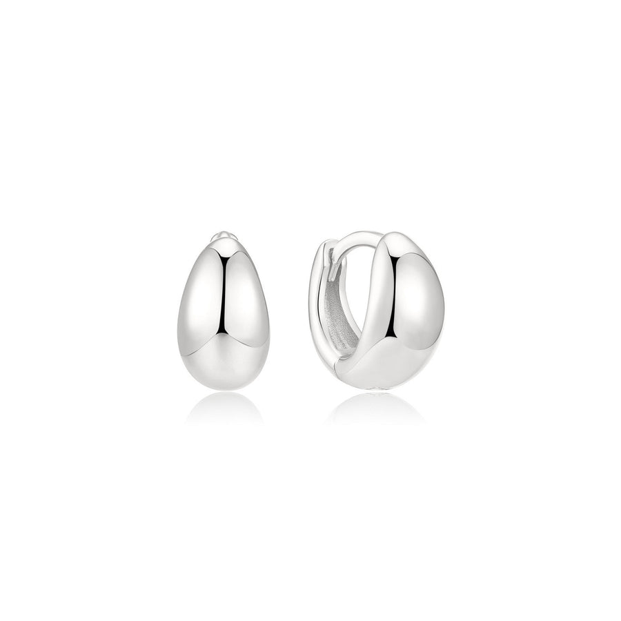 Ania Haie Wanderer Silver Organic Dome Pebble Huggie Hoop Earrings E076-11H