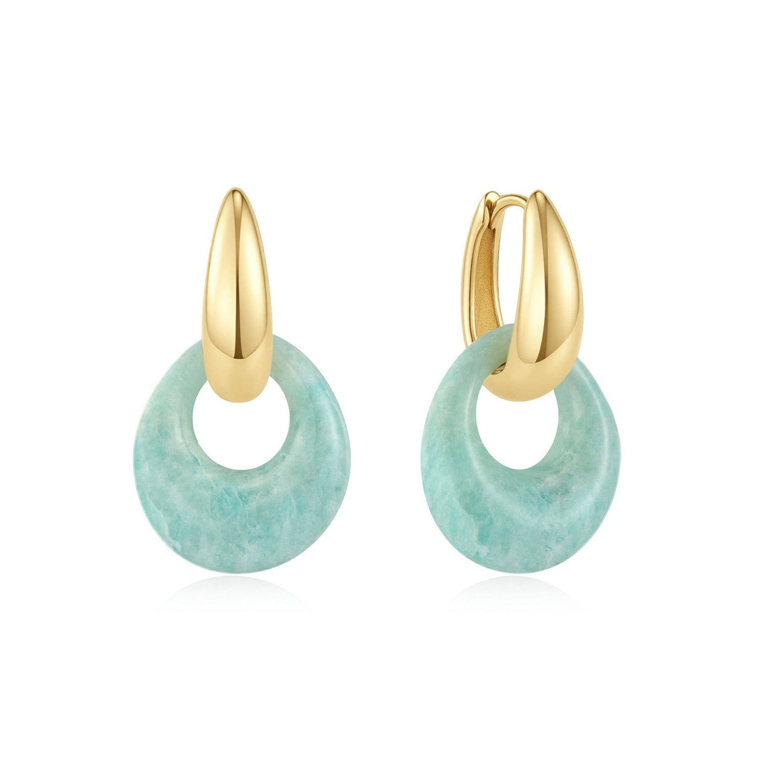 Ania Haie Wanderer Gold Hollow Amazonite Organic Pebble Drop Earrings E076-21G-AE