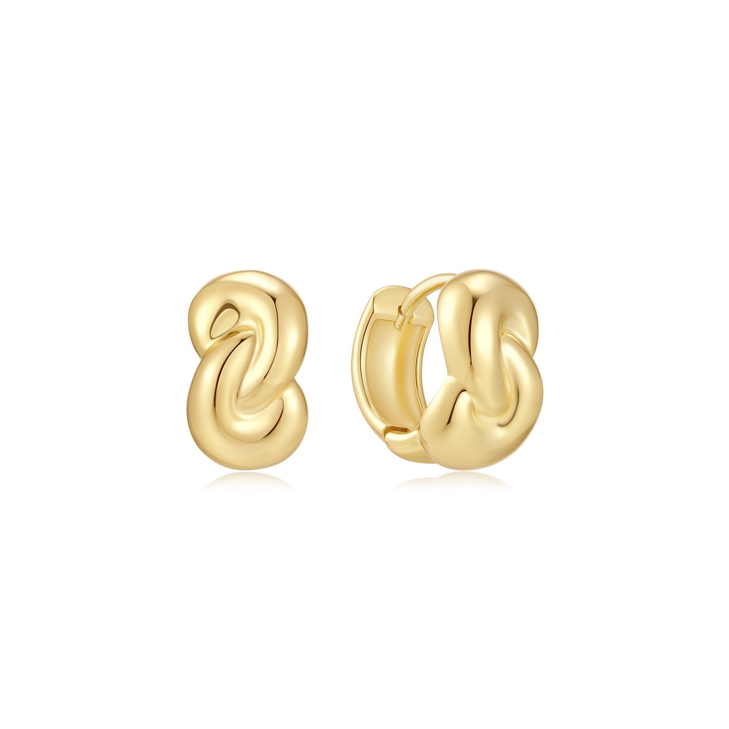 Ania Haie Swan Lake Gold Rope Twist Huggie Hoop Earrings E077-03G