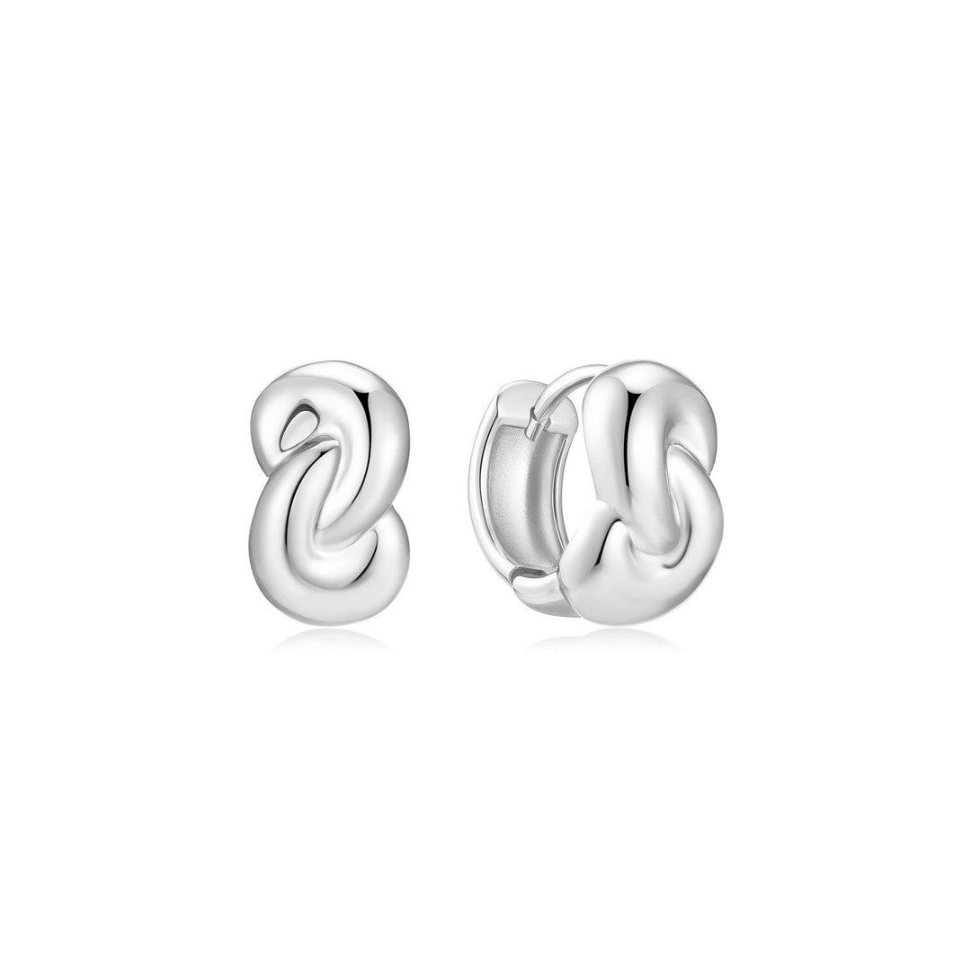 Ania Haie Swan Lake Silver Rope Twist Huggie Hoop Earrings E077-03H