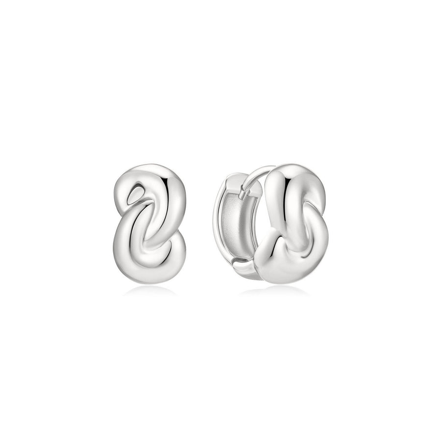 Ania Haie Swan Lake Silver Rope Twist Huggie Hoop Earrings E077-03H