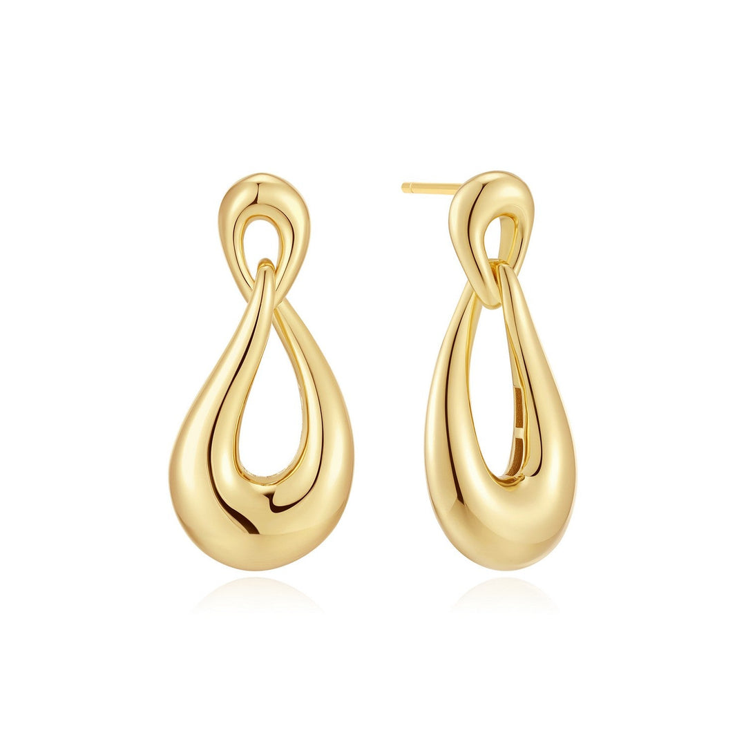 Ania Haie Swan Lake Gold Interlocked Wave Stud Hoop Earrings E077-06G