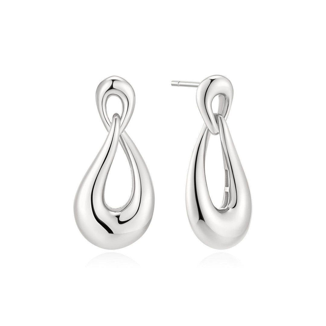 Ania Haie Swan Lake Silver Interlocked Wave Stud Hoop Earrings E077-06H