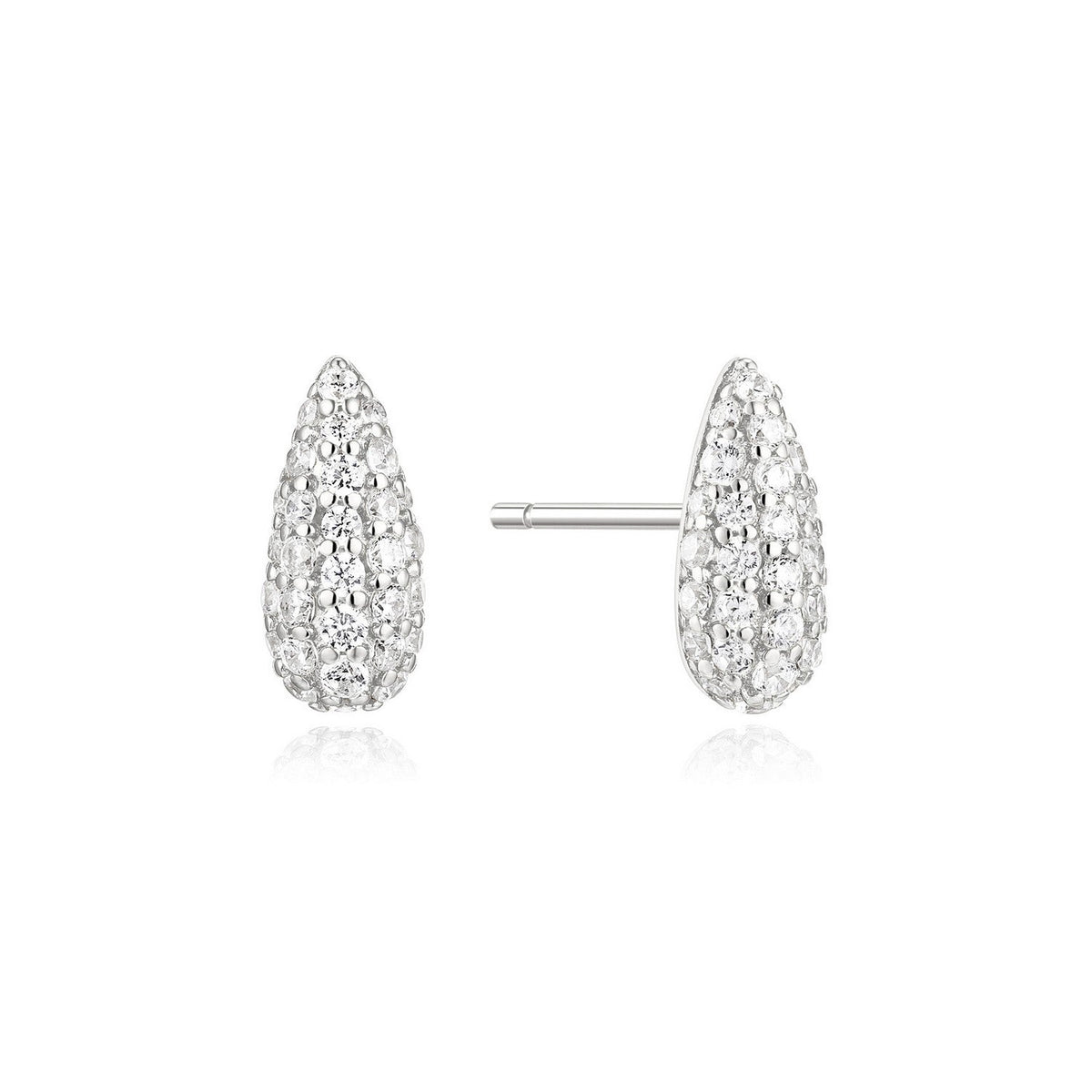 Ania Haie Fluid Light Silver Pave Dome Stud Earrings E078-02H