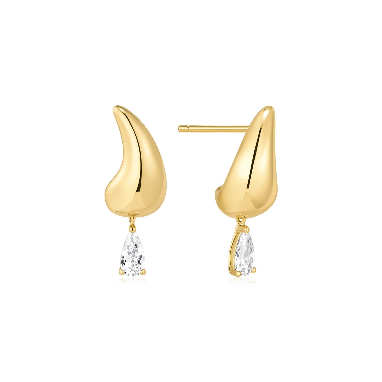 Ania Haie Fluid Light Gold Curved Teardrop Dangle Stud Earrings E078-04G