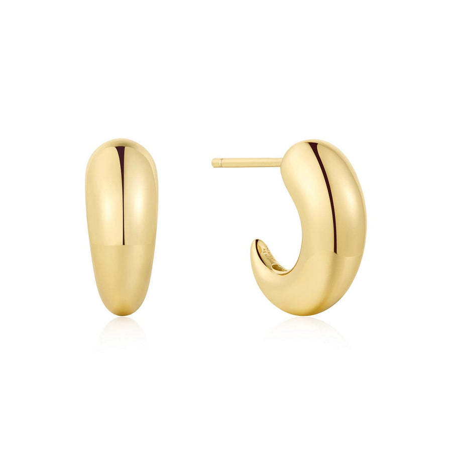 Ania Haie Fluid Light Gold Dome Stud Hoop Earrings E078-06G