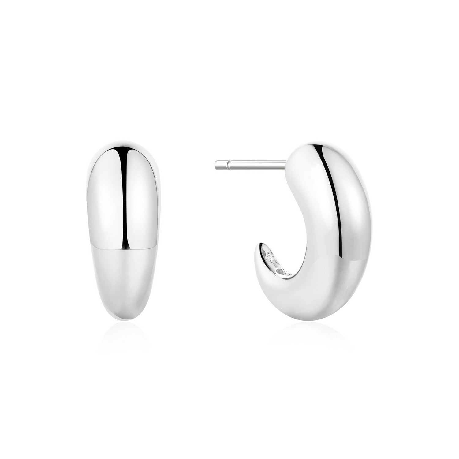 Ania Haie Fluid Light Silver Dome Stud Hoop Earrings E078-06H