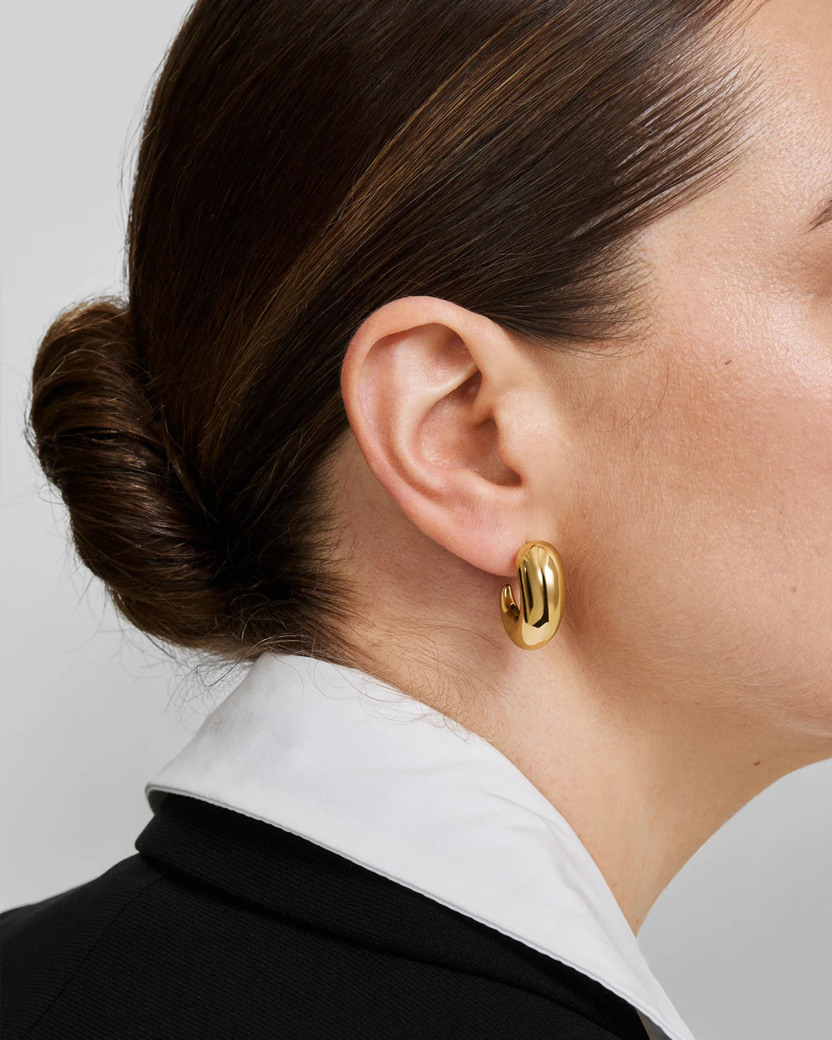 Ania Haie Fluid Light Gold Large Dome Stud Hoop Earrings E078-07G